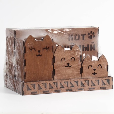 Organizer for stationery "cats" wood, 235 x 142 x 30 mm-5