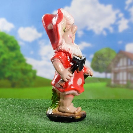Garden figure "Gnome-Mukhomor with a shovel" average 25x28x52cm-1