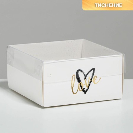 Box for confectionery with PVC lid Love, 11.5 x 11.5 x 6 cm