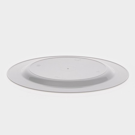 Plastic disposable plastic, 19 cm, round, flat, white color with a golden pocket-7