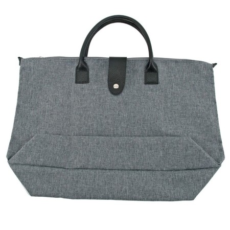 Household bag VX001-05311, gray color, textiles with genuine leather inserts, 47x14x33 cm-2