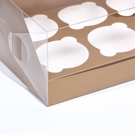 Confectionery folding box for 6 cupcakes 23.5 x 16 x 10, gold-2