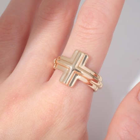 The ring "minimal" the cross, the color of gold, dimensionless-1
