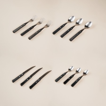 A set of cutlery of stainless steel SL Home, 24 objects, silver color, brown handle color-5