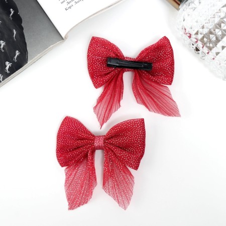 Hair clip "Marta" (set 2 pcs) shine, 7.5 cm, red-1