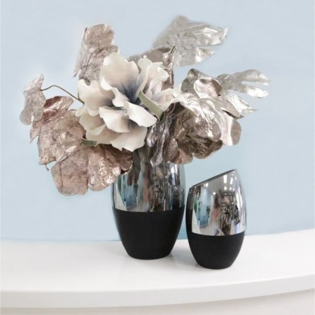 Decorative vase of glass with spraying, 18.8 × 18.8 × 34 cm, gray-black color-1