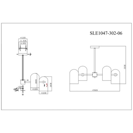 Ceiling EVOLUCE lamp. Sle1047-302-06. Nobilia. 6x40 watts, E14, 72.5x72.5x52.5 cm, bronze color-5
