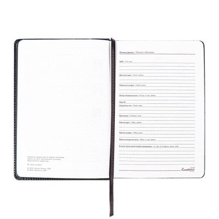 Dated 2025 diary, Escalada, A5 176 sheets, solid cover artificial leather with foam rubber, pancake embossing, cover on the cover, block 70 g/m2, black-8