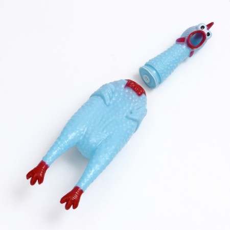The squeak of "thoughtful chicken" for dogs, 28 cm, blue-3