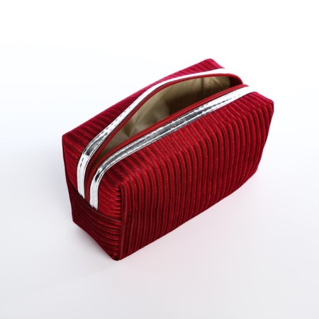 Cosmetic bag with lightning, burgundy color-2