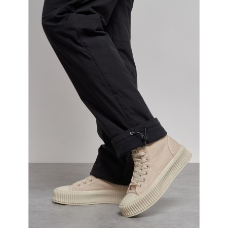 Warmed female trousers, size 50, black color-11