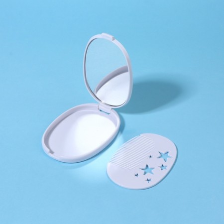 Mirror folding "bunny", with a comb, 6.5 × 9.5 cm-3
