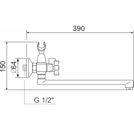 Bath mixer "RMS" SL118-140P, pour 350 mm, shower set, zinc, chromium-4