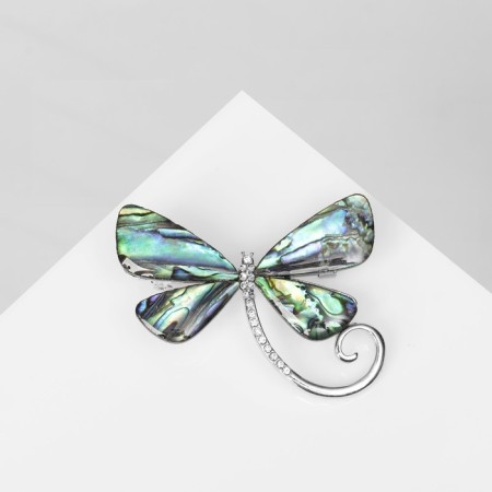 Galiotis brooch dashings Dragonfly, green color in silver