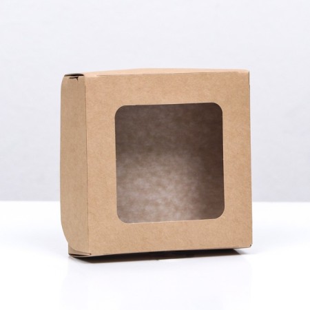Folding box, with a window, craft, 11.5 × 11.5 × 4 cm