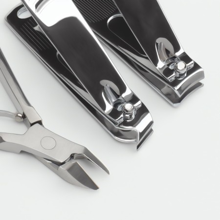Manicure set, 5 items, in a metal case, silver color-4