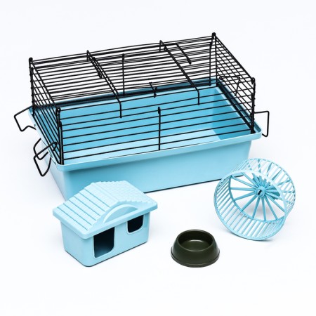 Mini cell for rodents "Pijon" No. 1, equipped, 27 x 15 x 13 cm, turquoise-11