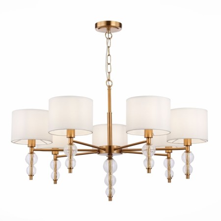Suspended EVOLUCE lamp. Sle105713-07. Ramer. 7x40 watts, E14, 79x79x45 cm, brass color, transparent