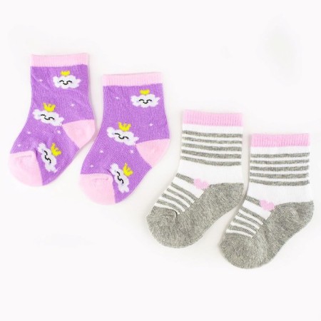Noski children, lilac/gray color, size 8-10 (0-12 months) (2 pairs)