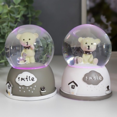Souvenir Polystone Water Ball Light "Bear with a scarf on the neck" mix d = 6.5 cm 9x7x7 cm-1