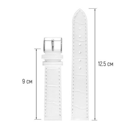 Watch strap, male, 20 mm, harness 75 mm, larynx 115 mm, genuine leather, white-1