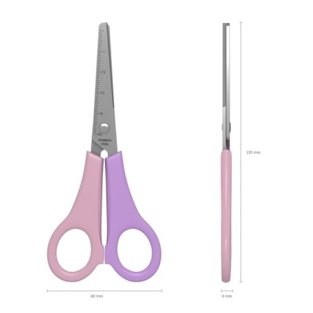 Baby scissors for left -handed 13.5 cm, Erichkrause Joy Pastel, with a ruler on blades, rounded ends, blister-3
