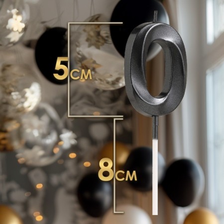 Candle in the cake on the skewer "Fine", the number "0", black, 5 cm-1
