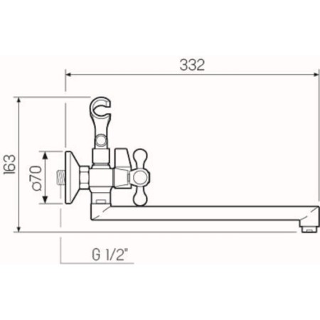 Bath mixer "RMS" SL65-140, pour 300 mm, shower set, zinc, chrome-4