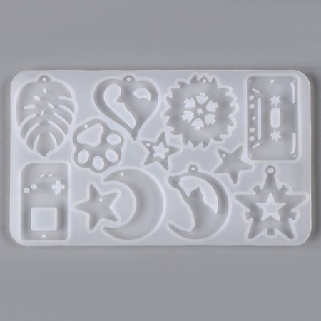 Silicone form universal for creating earrings, pendants, scraps - 12 pcs.-2