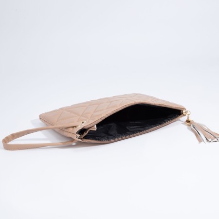 Lightning bag, strap on the wrist, beige color-5