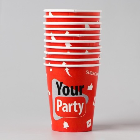 A one -time paper glass "Your Party", 250 ml, a single -layer-1