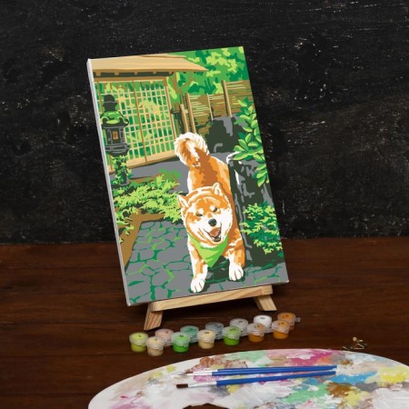 Picture on numbers on canvas with the subframe of Siba-Inu, 30x20 cm-2