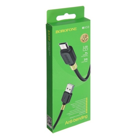 Cable Borofone BX59, microUSB - usb, 2.4 a, 1 m, tpe braid, black-3