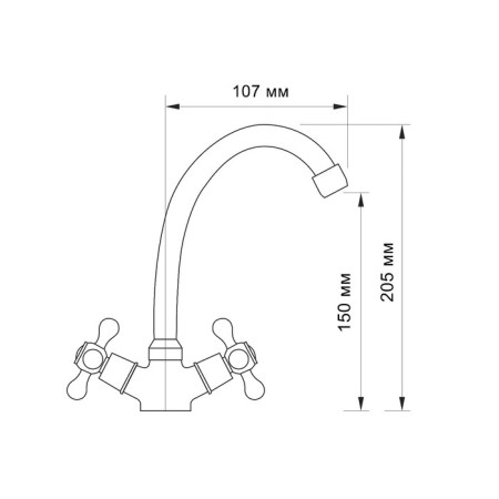 Kitchen mixer Zein Z80102, two-wound, Cran-boux Brass 1/2, without eyeliner, chrome-7