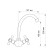 Kitchen mixer Zein Z80102, two-wound, Cran-boux Brass 1/2, without eyeliner, chrome