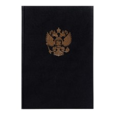 Book of accounting, 96 sheets, boomvinyl cover, offset block, cell, black color, coat of arms (embossing gold foil)