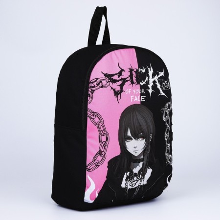 School textile ryukzak "anime", 38x14x27 cm, black color, pink-2