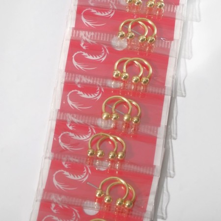 Circular in an eyebrow (piercing), ball, d = 8 mm, pair, color gold (indivisible packing 12 pairs, price per pair)-2