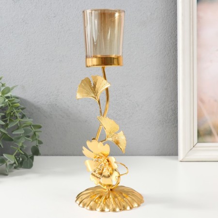 Summary metal, glass per 1 candle "Golden Flower" d = 4.7 cm 10.7x9.5x24.2 cm-4