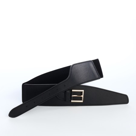 Women's belt, width 6 cm, buckle metal, black color-3