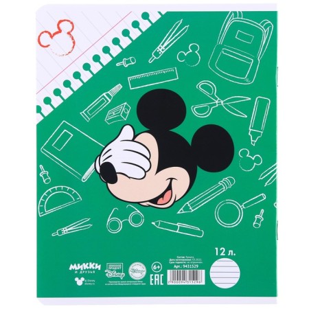 Notebook in a ruler of 12 sheets, 5 types of mix, cover coated paper, Mickey Mouse-10