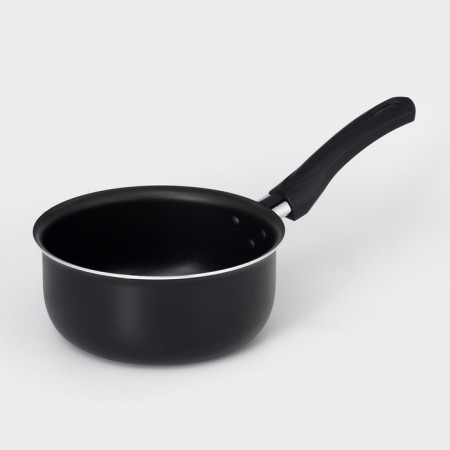 Bucket Consul d = 16 cm, 1.2 l, glass cover, plastic handle, anti -stick coating, black color-2
