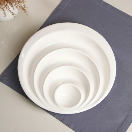 Plate "circles", ceramics, white, Iran-1