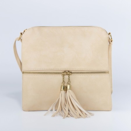 Cross-Bodi Bag on a zipper, beige color