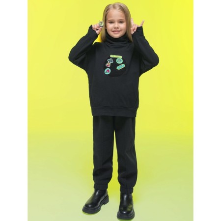 Pants for girls, height 116 cm, black color