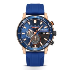 Men's watch, D-4.6 cm, with chronograph, 3 atm, luminous, blue