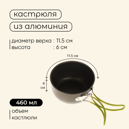 A set of tourist dishes Maclay: 2 pots, devices, burner, 3 bowls, a shovel, carbine-3