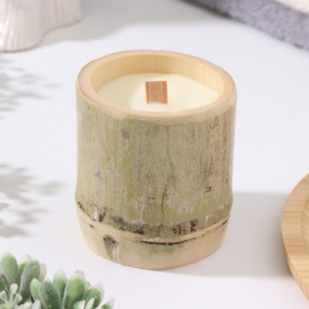 Aromatic candle in the bamboo "Sweet prunes", soy wax, 25 hours, 150 gr, 8.5x8 cm-1