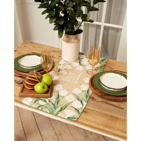 Path "Ethel" White Tulips 30*70 cm, 100% cotton, sarzha 190 g/m2-1