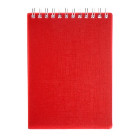 Notepad A6, 80 sheets of a cage, on the crest of canvas is red, plastic cover, micropercitual for separation